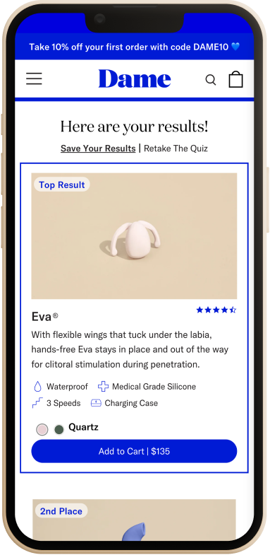 iPhone showing final screen of quiz